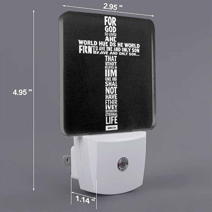 The Cross Night Light Christianity with Biblical Verses LED Night Lights Plug into Wall for Stairway Hallway Bedroom 0.5W Nightlight
