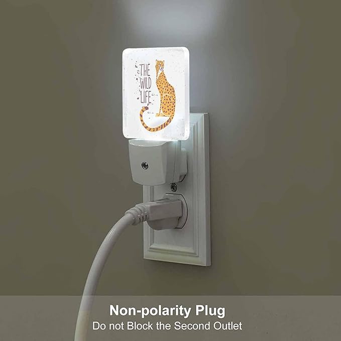 LED Night Light,Cartoon Amazing Cheetah LED Night Light Plug into Wall with Dusk to Dawn Light Sensor White Energy Efficient Nightlight for Bedroom Bathroom Hallway Living Room Kitchen