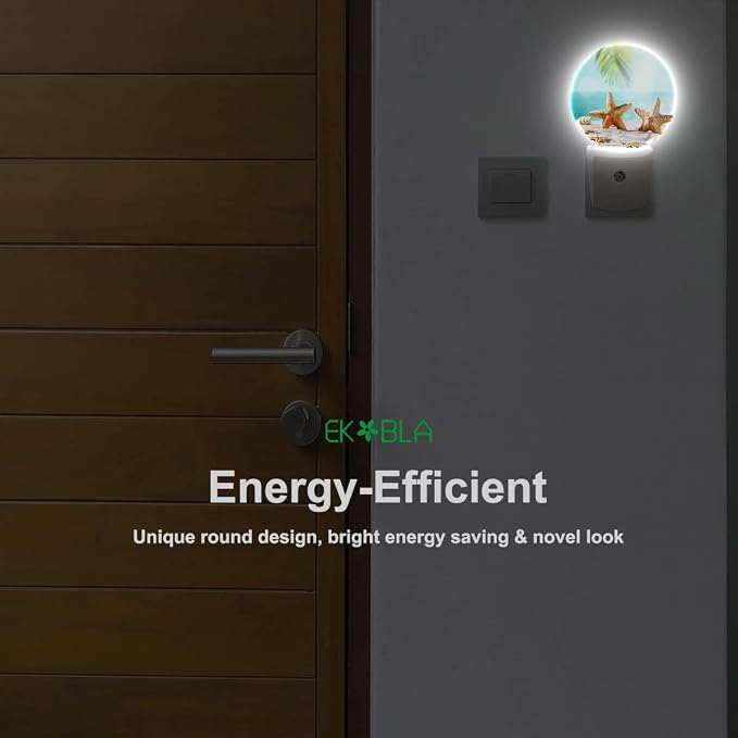 EKOBLA Starfish Night Light, Summer Ocean Coastal Nautical Theme Night Lights Plug Into Wall with Dusk to Dawn Sensor for Kids and Adults Home Decor