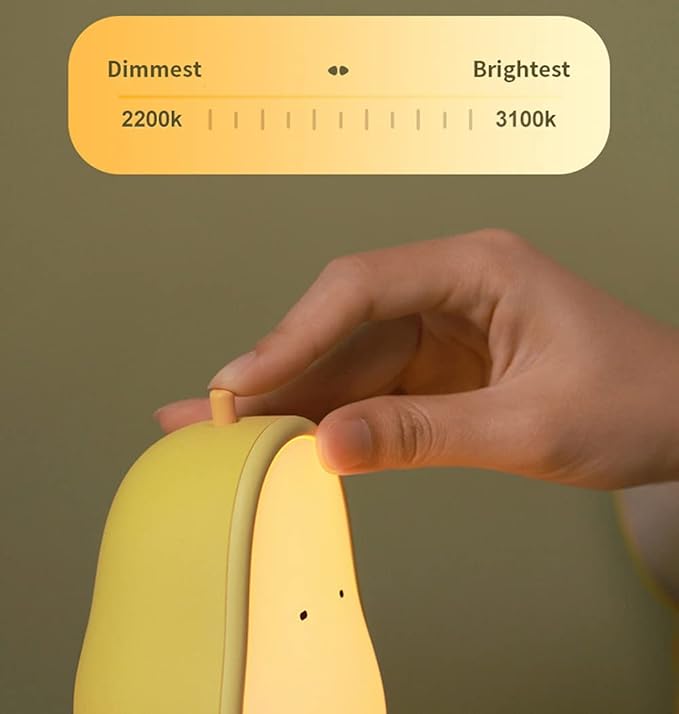 Night Lights for Kids USB Rechargeable Lamps, BPA-Free ABS+Silicone Bedside Lamp for Breastfeeding,Color Changing, Yellow Pear