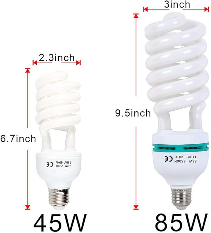 85W Light Bulb 5500K CFL Daylight Spiral Softbox Bulb in E27 Socket for Photography Photo Video Studio Lighting White 1 Pack