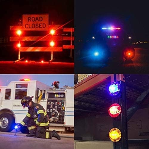 Roadside Flashing Flares Safety Warning Light Emergency LED Strobe Light with Magnetic Base Vehicle and Marine (Amber)