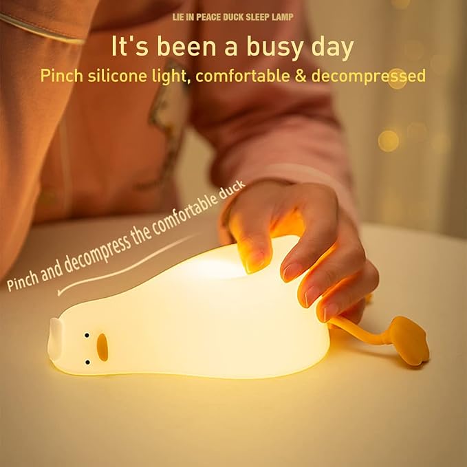 LED Duck Night Light Cute Small Lamp Night Light for Kids 3 Levels Dimmable Nursery Nightlight with Timer Silicone Squishy Duck Portable Rechargeable Touch Bedside Lamp