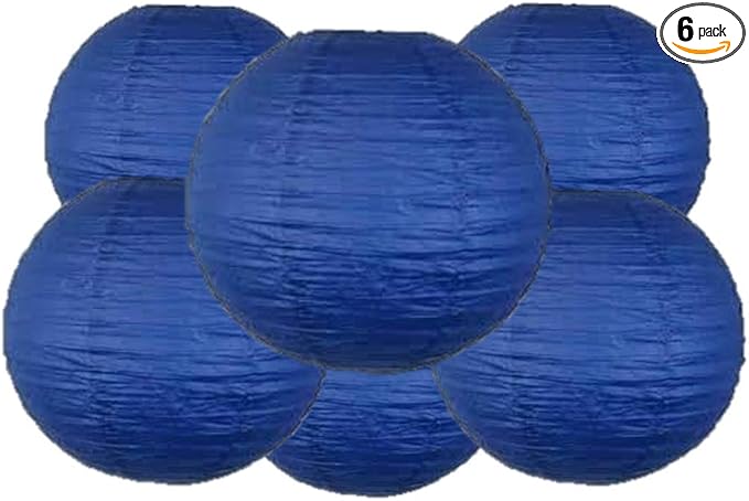 Pack Of 6 Round Paper Lanterns Lamp Wedding Birthday Party Decoration (Royal Blue, 12"/30CM)