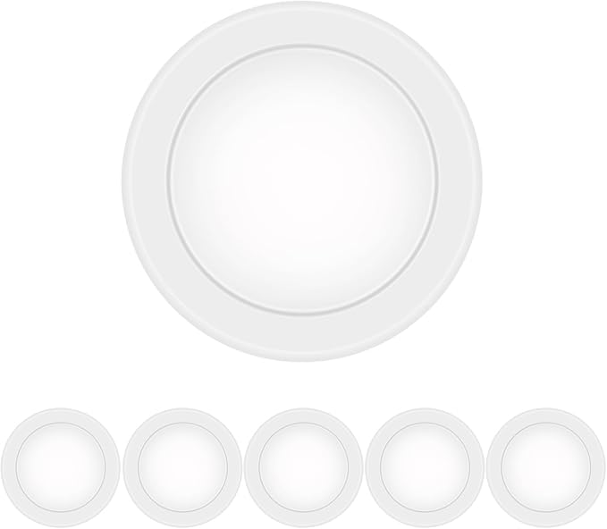 6 Pack 6 Inch LED Disk Light, Dimmable Flush Mount Ceiling Lights, Daylight 5000K, 15W 1100LM, CRI 90+, Low Profile Surface Mount Ceiling Disc Light, Wet Rated, Installs into Junction Box, ETL & FCC
