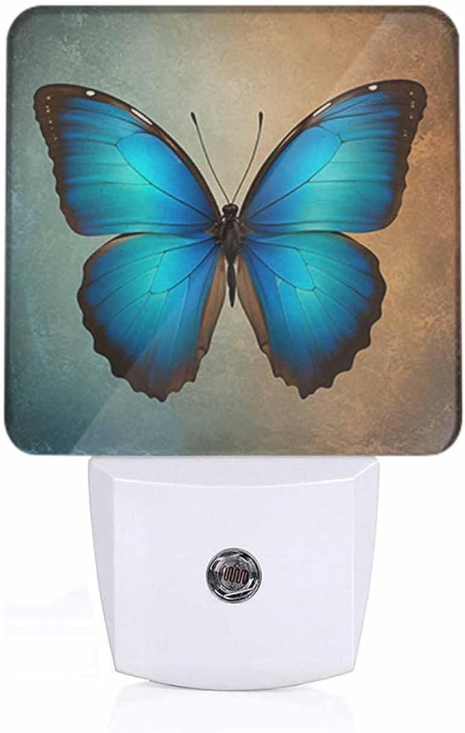 Butterfly Night Light Blue Butterfly 0.5W Night Lights Auto LED Lamp Energy Saving Square Lights for Room Bedroom Bathroom