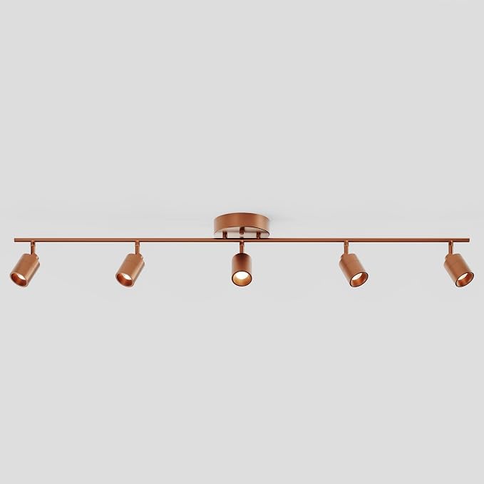 Shura Brushed Copper 5-Light Track Light with Rotatable Heads, Integrated LED Bulbs, 4 ft. Track Lighting Kit, 3000k, 2450 Lumens