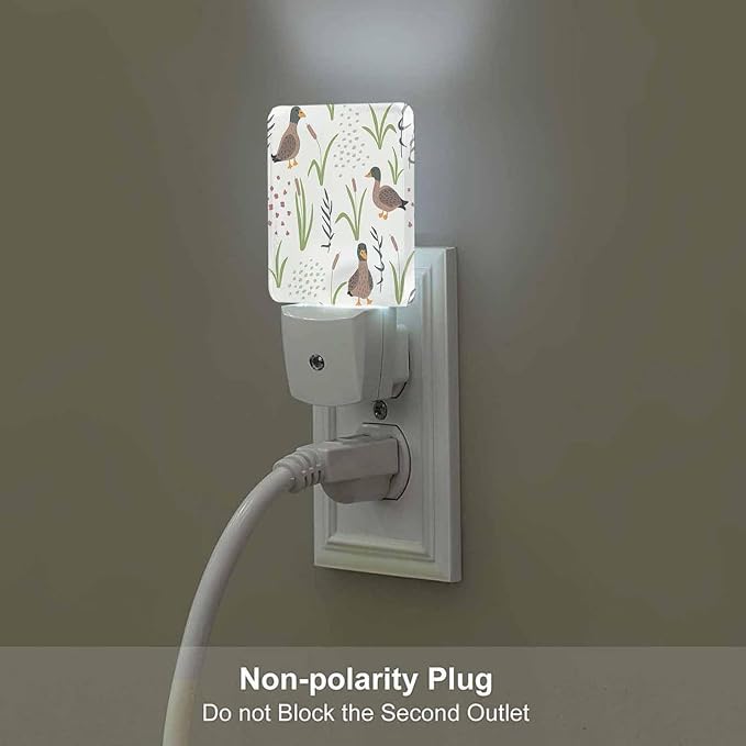 LED Night Light,Natural Grass Landscape Wild Duck LED Night Light Plug into Wall with Dusk to Dawn Light Sensor White Energy Efficient Nightlight for Bedroom Hallway Living Room Kitchen