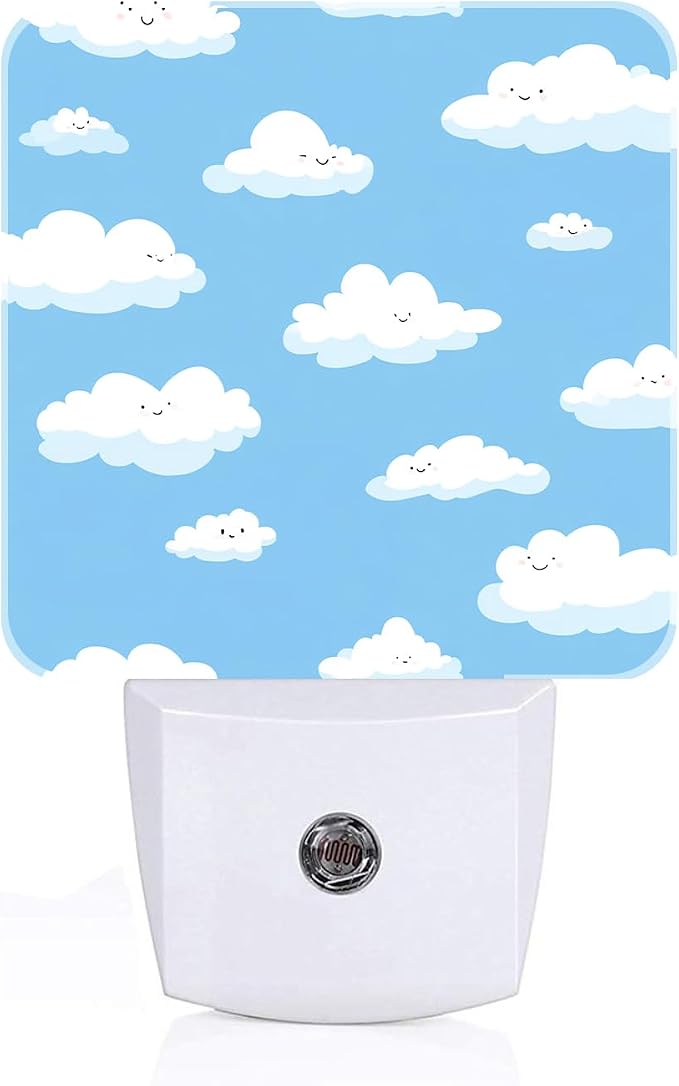 Blue Sky and Clouds Night Light,Plug Into Wall Decor for Stairway,Hallway,Kitchen,Dusk to Dawn Sensor Nightlights for Boys/Girls/Women/Men Room Gifts