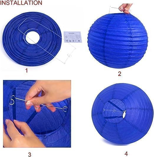 12Pcs Paper Lanterns 6”, 8”, 10”, 12”,Paperlanterns Party Decoration, Blue Paper Lanterns for Wedding, Bridal, Birthday, Outdoor, Home, Garden, Holiday and Party.