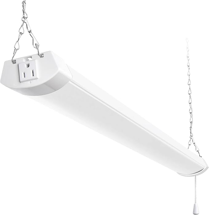 hykolity 4FT 120W LED Shop Light Linkable,13000LM(400w Equivalent) | 5000K Utility Shop Lights for Garages, Workshops, Basements, Hanging or FlushMount,with Power Cord and Pull Chain,ETL