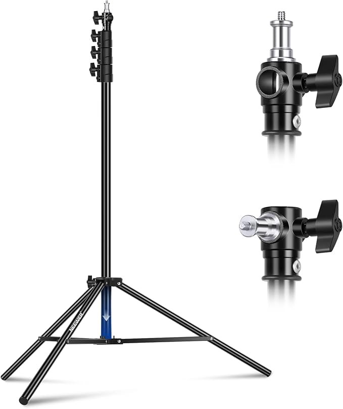 NEEWER 9.8ft/3m Air Cushioned Light Stand, Heavy Duty Metal Photography Tripod Stand with 1/4" to 3/8" Reversible Spigot, 3 Way Mounting Interface & Metal Locking Knobs, Max Load 5.5lb/2.5kg | Photography Tripod Stand, 1/4" to 3/8" Reversible Spigot, 3...