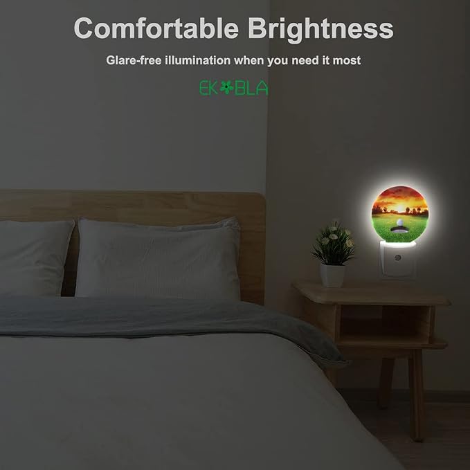 EKOBLA Golf Ball Night Light, Golf Course Grassland Night Lights Plug Into Wall with Auto Sensor for Bedroom and Bathroom