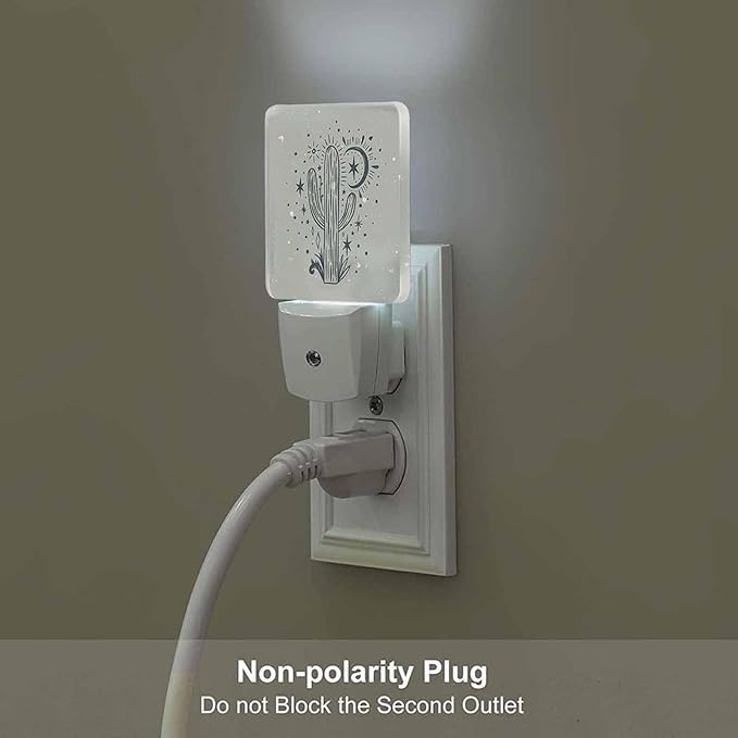 LED Night Light,Wild Cactus Desert Arizona Vintage LED Night Light Plug into Wall with Dusk to Dawn Light Sensor White Energy Efficient Nightlight for Bedroom Bathroom Hallway Living Room Kitchen