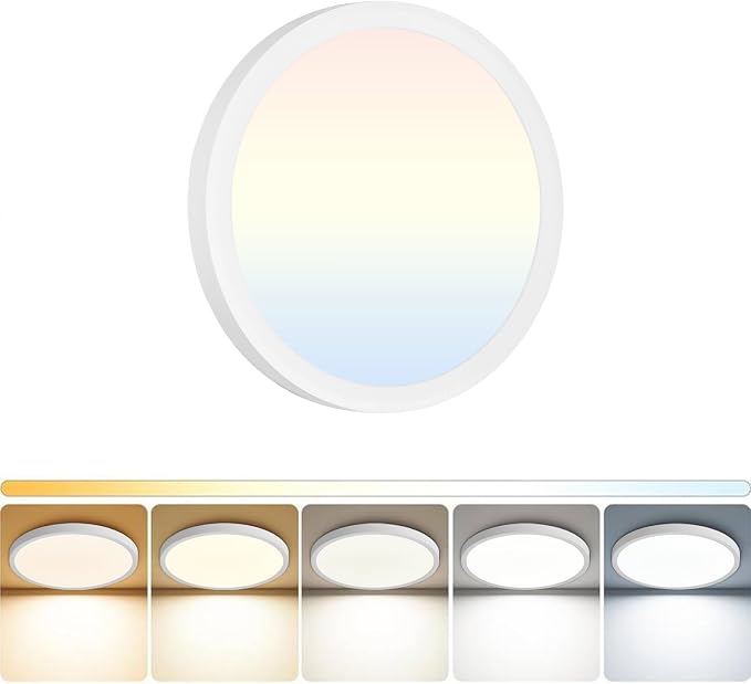 LED Flush Mount Ceiling Light: 7 inch 1Pack Super Slim Dimmable & 5CCT (2700-6500K) Kitchen Lighting Fixtures Ceiling - 12W White Low Profile Ceiling Lamp for Bedroom Garage Hallway