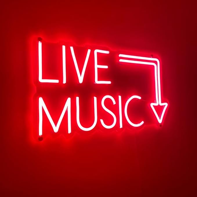 Music Live Led Neon Signs - Handcrafted LED Signs 17 * 11 inches - Wall Decor Light For Nightclub,Bar or Bedroom,Music Stadio