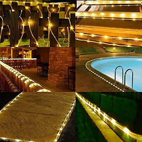 99FT 1000LED Solar Rope Lights - Warm White Solar Powered String Lights with 8 Lighting Modes, IP65 Waterproof Fairy Light for Outdoor Garden Yard Tree Christmas Holiday Decor