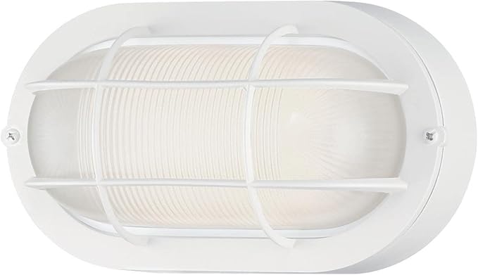 Westinghouse 6113600 Traditional One-Light Dimmable LED Outdoor Wall Light, Textured White Finish, White Glass