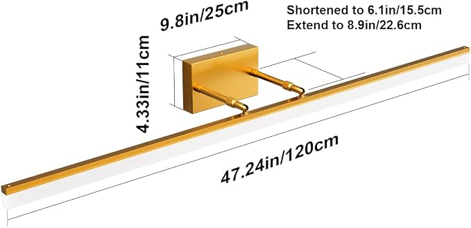 Aipsun Copper Bathroom Vanity Light 48inch Adjustable Modern LED Vanity Light for Bathroom Gold Lights Fixtures 5500K