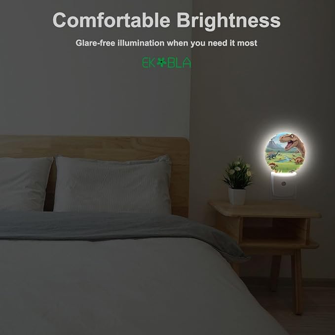 EKOBLA Cartoon Volcano Dinosaurs Night Light, Tyrannosaurus Rex Dino Animal Night Lights Plug Into Wall with Dusk to Dawn Auto Sensor for Kids Bedroom