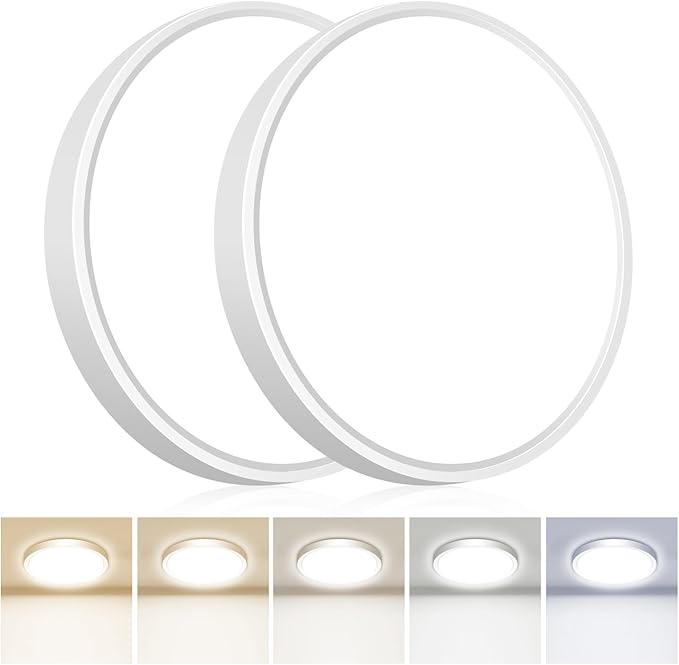hepside 2PACK Flush Mount LED Ceiling Light Fixture 5CCT 9Inch 18W & 200W Equivalent Closet Light Fixture,Small Round Slim Surface Ceiling Lamp for Hallway,Bathroom,Bedroom,Kitchen,Interior