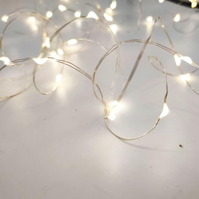 Timer Led String Light,2 Pack Mini Battery Powered Silver Wire Starry Fairy Lights,Battery Operated Lights for Bedroom,Christmas,Parties,Wedding,Christmas Gift Decoration(5m/16ft Warm White)