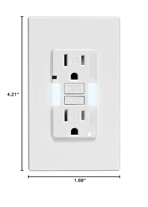 Leviton GFCI Outlet with Guidelight,15 Amp,Self Test,Tamper-Resistant with LED Indicator Light,Replaces Plugged in Night Light,GFNL1-W,White,(Pack of 3)