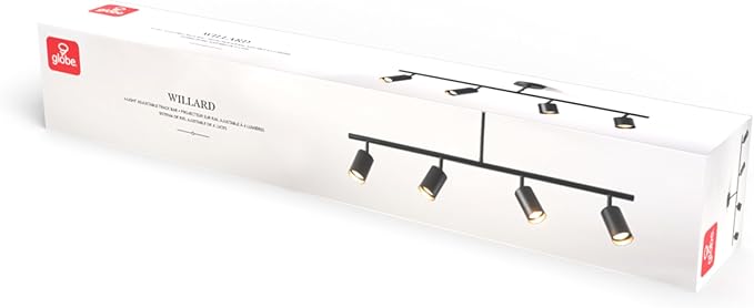 Globe Electric 60222 Willard 4-Light Adjustable Height Track Lighting, Matte Black
