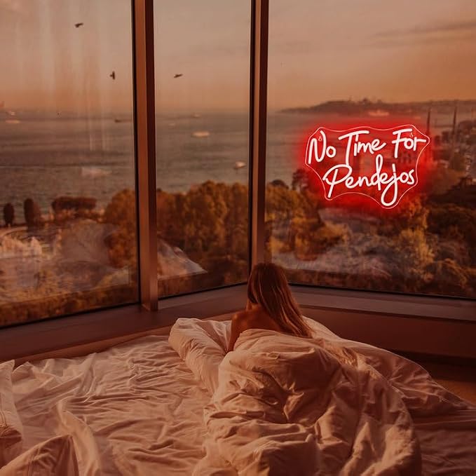 No Time for Pendejos Neon Sign Red Led Neon Light for Wall Decor Dimmable USB Spanish Language Neon Light Up Signs for Classroom Coffee Shop Bar Bedroom Study Room