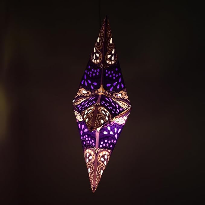 Purple Charm Paper Star Lantern with 12 Foot Power Cord Included