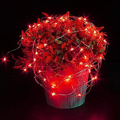 YKB 6 Pack Fairy Lights Battery Operated with 20 Mini LEDs on 6.6FT Copper Wire, Starry String Lights Powered by 2xCR2032(Incl) Batteries, for Wedding Holiday Halloween Christmas Decor Red