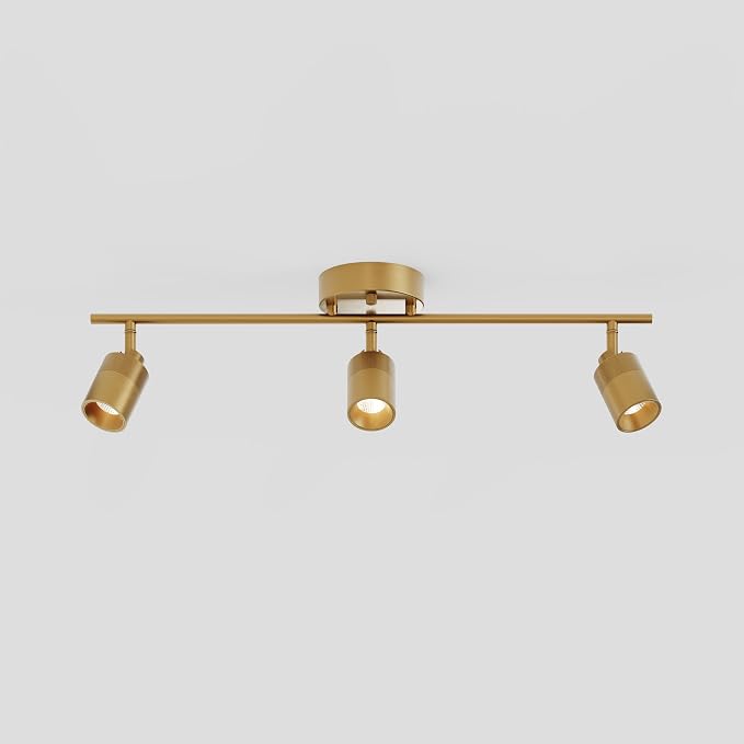 Shura Antique Brass 3-Light Track Light with Rotatable Heads, Integrated LED Bulbs, 2 ft. Track Lighting Kit, 3000k, 1470 Lumens