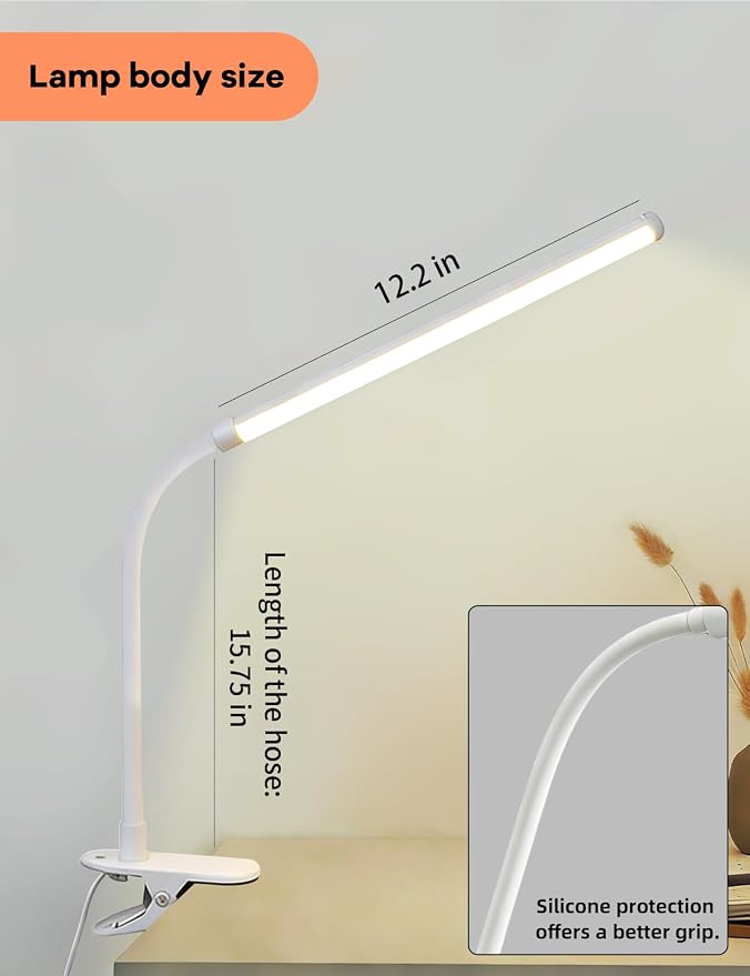 2 Pack LED Desk Lamp with Clamp, Desk Lamps for Home Office Three Colors Dimming, Computer Desk Monitor Light Bar Curved, Clip on Reading Accessories Lighting, Work from Home Essentials