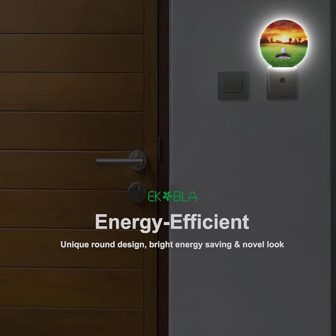 EKOBLA Golf Ball Night Light, Golf Course Grassland Night Lights Plug Into Wall with Auto Sensor for Bedroom and Bathroom
