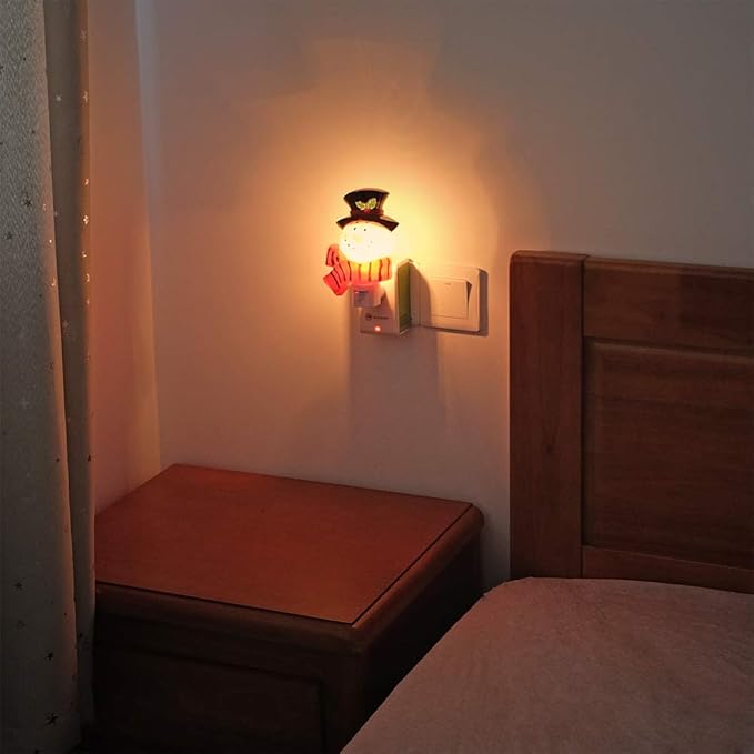 DRomance Christmas Decoration Night Light Plug in with Switch Manual On/Off, Nightlight for Kids Incandescent Bulb Included with 360 Degree Swivel Plug, Snowman Night Light Bedroom