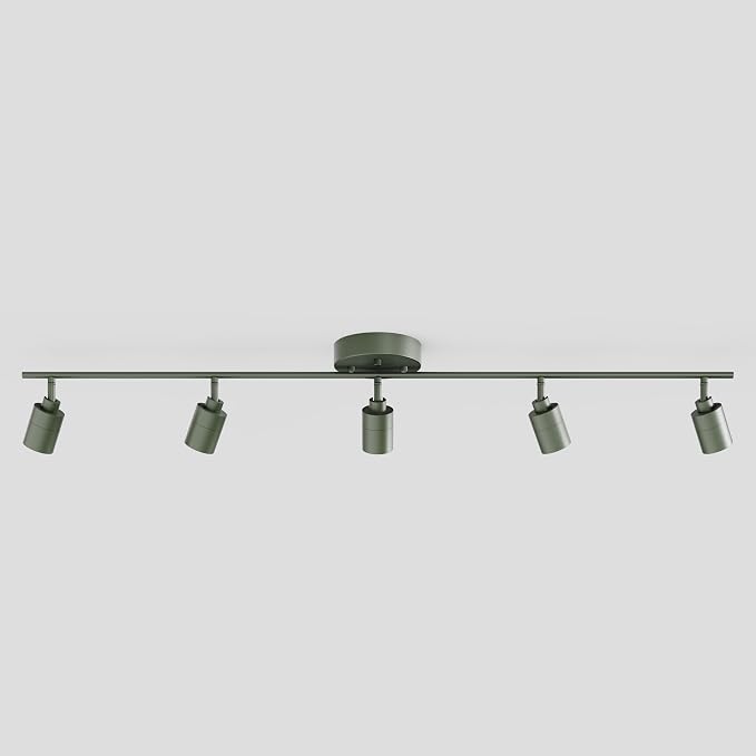 Shura Dark Olive 5-Light Track Light with Rotatable Heads, Integrated LED Bulbs, 4 ft. Track Lighting Kit, 3000k, 2450 Lumens