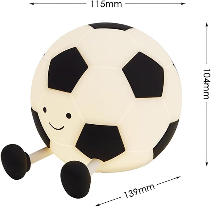 Cute Soccer Ball Night Light for Kids, Soft Silicone Cartoon Football Lamp, Rechargeable Bedside Nightlight with Timer Dimmable Nursery Light for Bedroom Sports Themed Room Decor, Gift for Soccer Fans