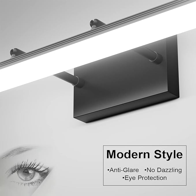 Aipsun 15.7 inch LED Vanity Lights Adjustable Bathroom Wall Light Fixtures Bathroom Lighting Fixture Over Mirror Black Modern Vanity Lighting 5500K