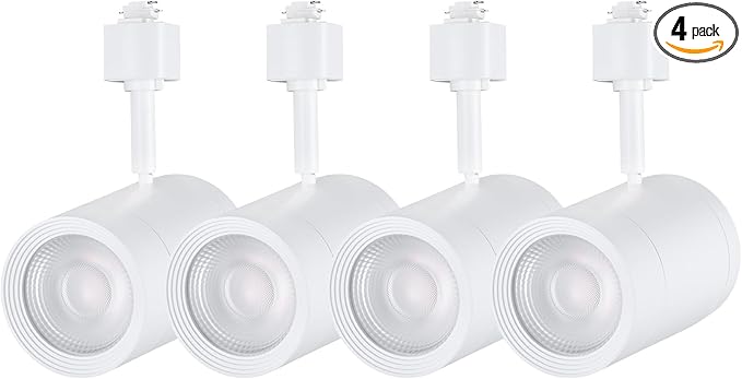 LEONLITE Retail Pro Series 17.5W LED H Track Lighting Heads, ETL Listed, Commercial Dimmable H Track Light Heads for Store Shop Restaurants, CRI90 Track Lighting, 5CCT, Matte White, Pack of 4