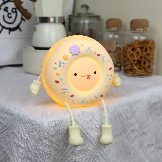 Doughnut Night Light - Kawaii Donut Bedside Night Lamp Desk Decor USB Recharging, Delay-off Bedroom Sleep Light, Cute Gifts for Girls, Boys, Teens, Friends Birthday, Thanksgiving, Christmas