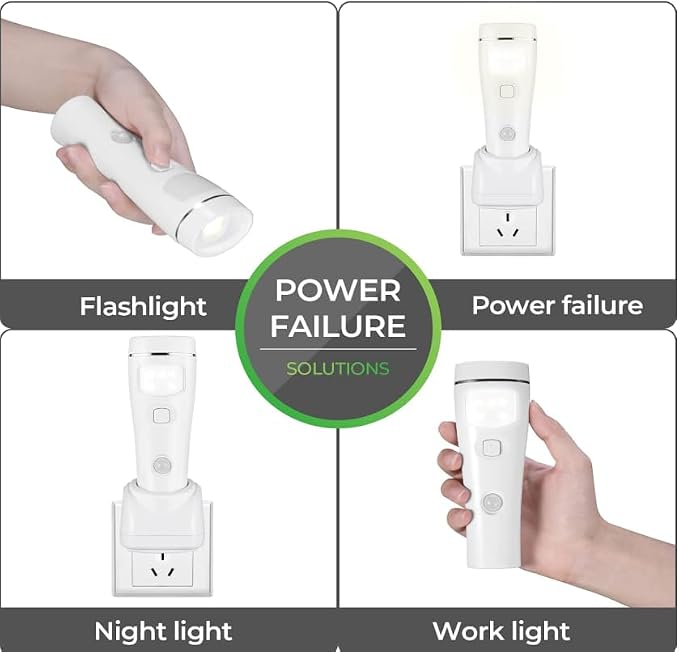 Multi-Function Motion Sensor Night Light, LED Emergency Lights for Home Power Failure, Rechargeable Plug in Flashlights for Household (3 Pack)
