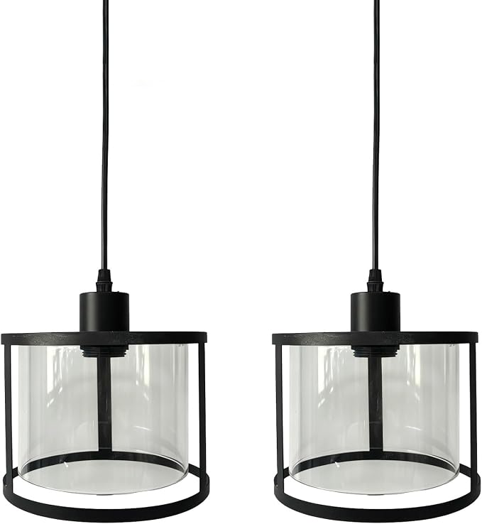 3 Lights Industrial Pendant Light with Glass Shade Matte Black Pendant Lighting Adjustable Industrial Retro Style Hanging Light,Kitchen Island Farmhouse Pendant Lights Fixtures for Kitchen,Farmhouse