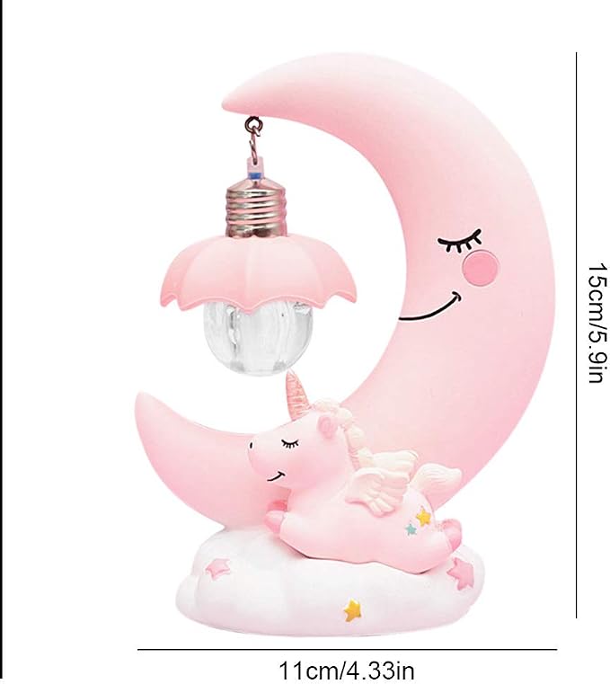 Hilitand Cartoon Moon LED Night Light Baby Nursery Lamp Ornaments Bedside Table Lamp Kids for Home Decoration ()