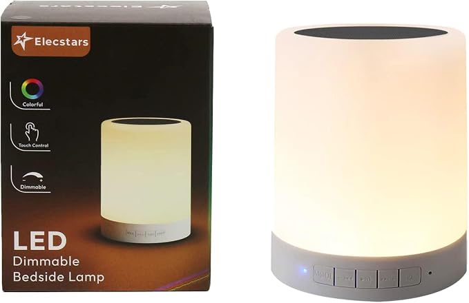 Night Light with Bluetooth Speaker, Touch Lamp Rechargeable Relaxing Cool | Elecstars Small Lamp, Aux Line-in and TF Card Supported, Portable Color Changing, Birthday Holiday Gift for Kids Teens Women.