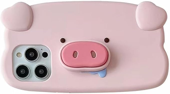 Kawaii Phone Case for iPhone 13 Cute 3D Pighead Silicone Protective Case Cover with Cartoon Pig Nose for Women & Girl