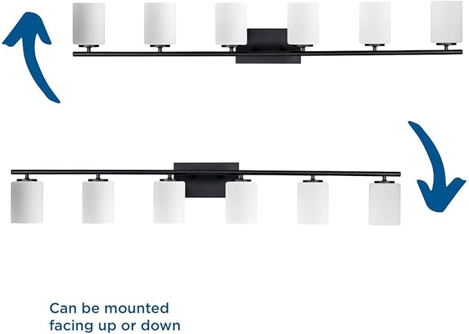 Progress Lighting Replay Collection 48 in. 6-Light Textured Black Etched White Glass Modern Bath Vanity Light