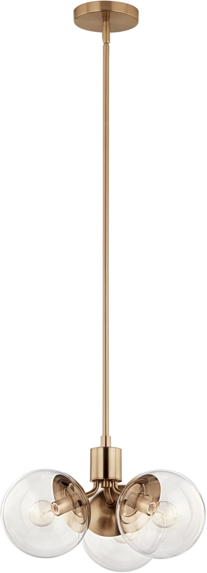 Kichler Silvarious 3-Light Convertible Pendant, Soft Modern Light with Clear Glass in Polished Nickel, for Hallway, Dining Nook, Bedroom or Kitchen (9.5" x 16.5"), 52700CPZCLR