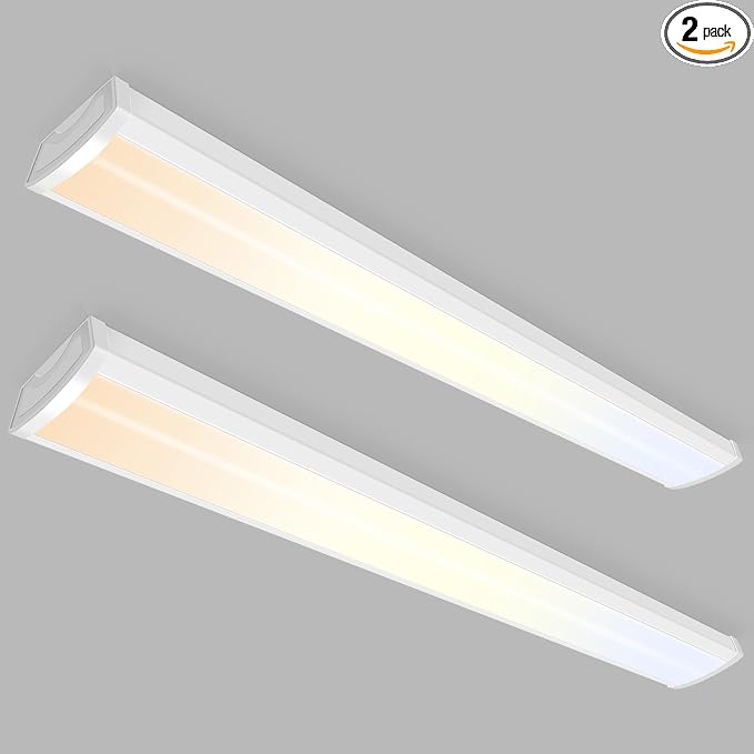ALUSSO® 3CCT 3000K/4000K/5000K Adjustable LED Wraparound Light, 4FT 40W LED Shop Lights, Low-Profile Flush Mount Ceiling Light Fixture for Kitchen, Closet, Garage, Office, Hallway, 2Pack