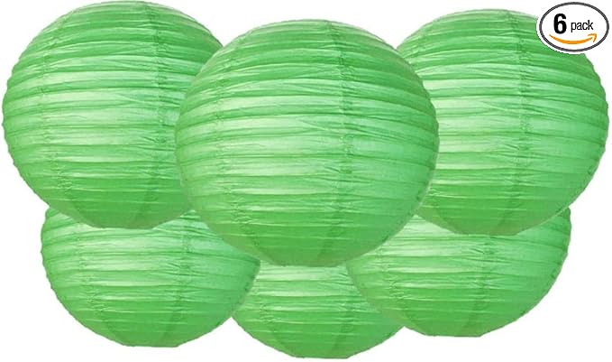 Pack of 6 Round Paper Lantern Lamp Paper Lanterns Party Decorations (Light Green, 16"/40CM)