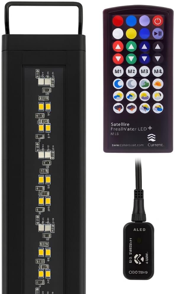 CURRENT USA 24-36" Satellite Color RGBW Full-Spectrum LED Aquarium Light - Freshwater, Wireless 24-Hour Timer, Adjustable Tank Mounts (4511)
